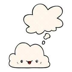 cute cartoon cloud and thought bubble in comic book style