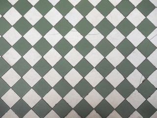 green and white tiled floor