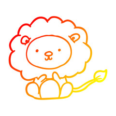 warm gradient line drawing cute lion