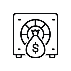 Black line icon for money 