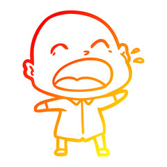 warm gradient line drawing cartoon shouting bald man