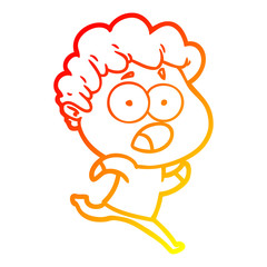 warm gradient line drawing cartoon man gasping in surprise