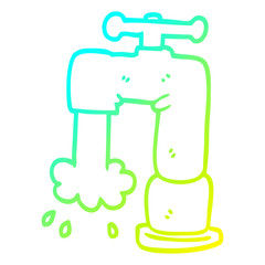 cold gradient line drawing cartoon pouring faucet