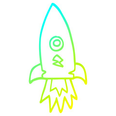 cold gradient line drawing cartoon space rocket