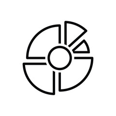 Black line icon for pie chart pie 