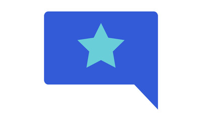 Bubble chat with favorite message star icon for communication and feedback