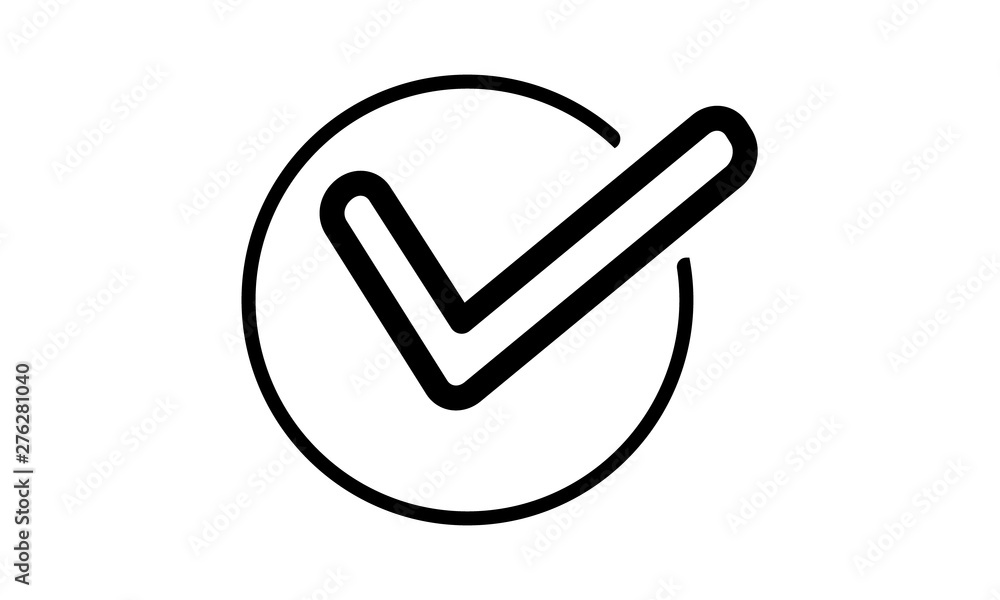 Aufkleber check mark in circle icon for approval and completion