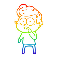 rainbow gradient line drawing cartoon staring man