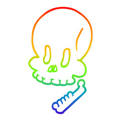 rainbow gradient line drawing cartoon halloween skull