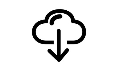 Outline cloud download icon for data storage and technology concepts