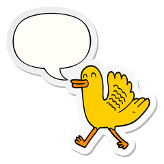 cartoon duck and speech bubble sticker