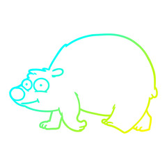 cold gradient line drawing cartoon walking bear