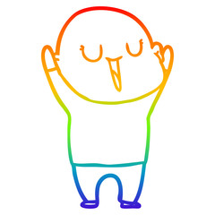 rainbow gradient line drawing happy cartoon bald man