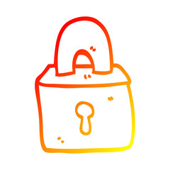 warm gradient line drawing cartoon padlock