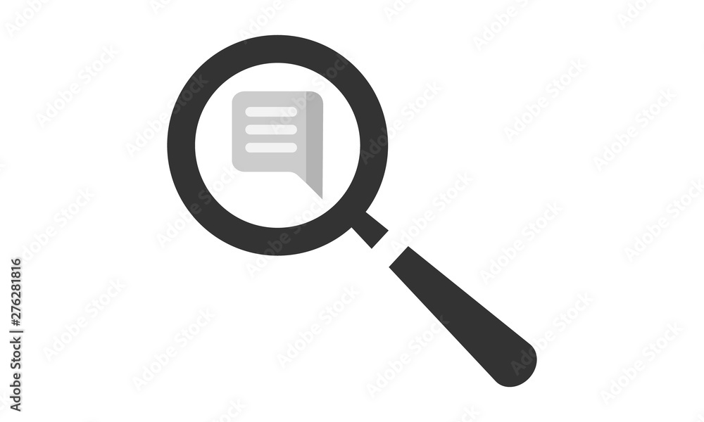 Poster bubble chat message search icon for messaging services and conversations