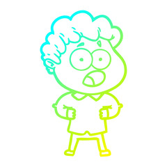 cold gradient line drawing cartoon man gasping in surprise
