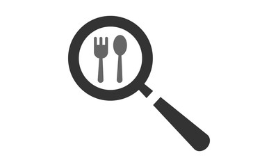 Restaurant search icon with magnifying glass for food services