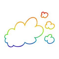 rainbow gradient line drawing cartoon puff of smoke