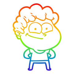 rainbow gradient line drawing cartoon happy man