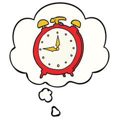 cartoon alarm clock and thought bubble