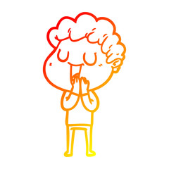 warm gradient line drawing laughing cartoon man