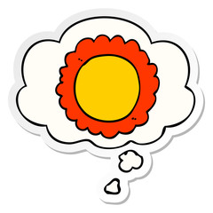 cartoon flower and thought bubble as a printed sticker