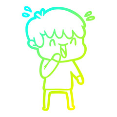 cold gradient line drawing cartoon laughing boy