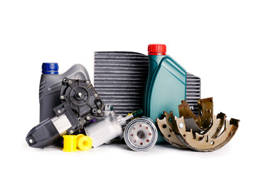 Various car parts necessary for vehicle service