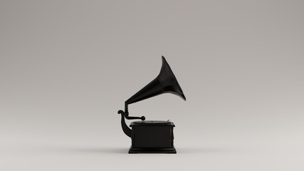 Black Vintage Gramophone 3d illustration 3d render