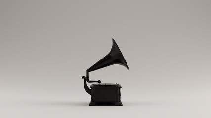 Fototapeta premium Black Vintage Gramophone 3d illustration 3d render
