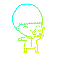 cold gradient line drawing funny cartoon boy
