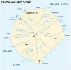 Map Tristan da Cunha Island in the Atlantic Ocean British Overseas Territory