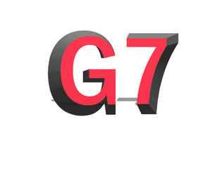 G7 summit in red textt 