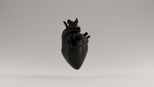 Black  Heart Anatomical 3d Illustration 3d Render