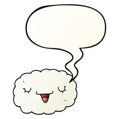 cartoon cloud and speech bubble in smooth gradient style