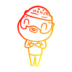 warm gradient line drawing cartoon bearded man