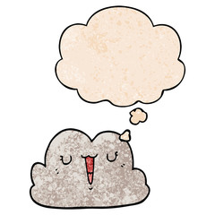 cute cartoon cloud and thought bubble in grunge texture pattern style
