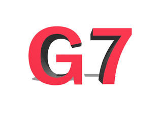 G7 summit in red textt 