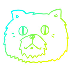 cold gradient line drawing cartoon cat face