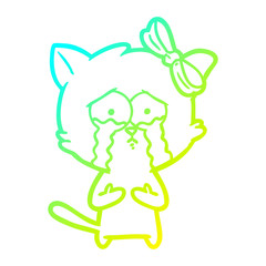 cold gradient line drawing cartoon cat