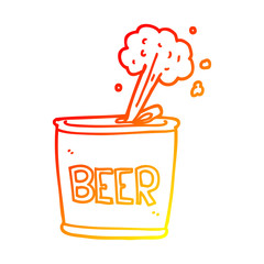 warm gradient line drawing cartoon beer can