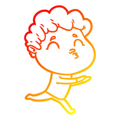 warm gradient line drawing cartoon man pouting