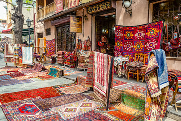02/05/2019 Georgia, Tbilisi, Sale of Traditional Georgian carpets on the streets of capital - obrazy, fototapety, plakaty