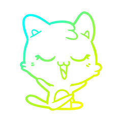 cold gradient line drawing cartoon cat
