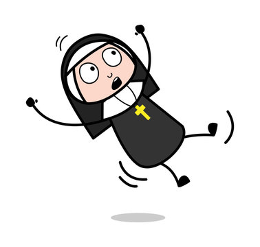 falling nun cartoon character clip art preview
