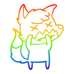 rainbow gradient line drawing cartoon dead fox