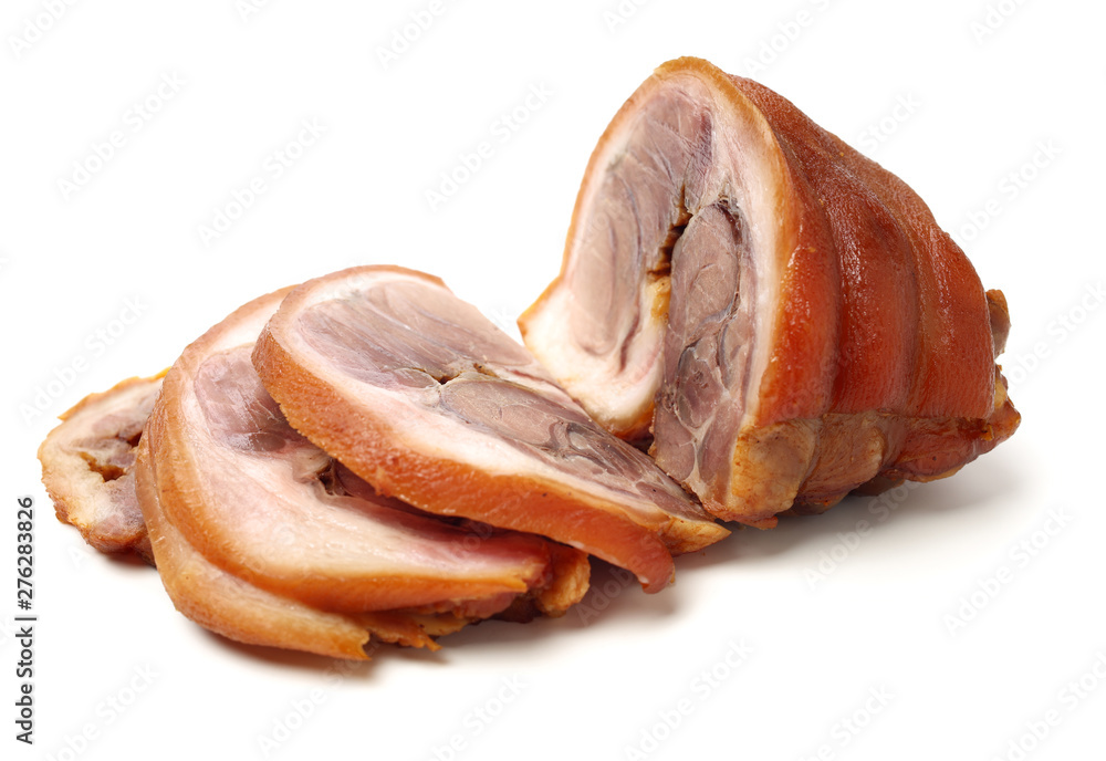 Poster cooked pork (leg) isolated on white background