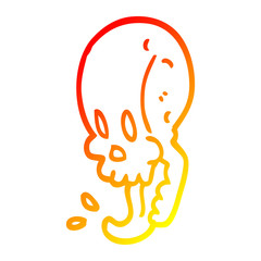 warm gradient line drawing cartoon gross skull