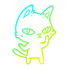 cold gradient line drawing cartoon cat staring