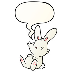 cute cartoon rabbit sleeping and speech bubble in smooth gradient style